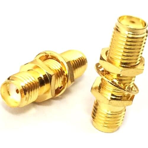 1pc SMA Female Switch SMA Female Bulkhead nut RF coax Adapter Coupler Goldplated straight type Wholesale Fast Shipping