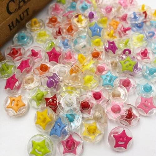 100 pcs 14mm Star Plastic Button/Craft/Applique PT58