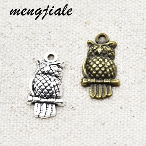 20pcs/lot Hot Sell Silver Plated owl Charms alloy Pendants for Bracelet Necklace Jewelry Making Accessories DIY 21*11mm