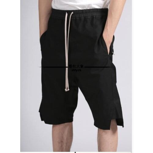 27-46 New 2020 Mens Summer Casual Split Zipper Shorts Spliced Knee Length Cool Split Low Shorts Tide Plus Size Singer Costumes