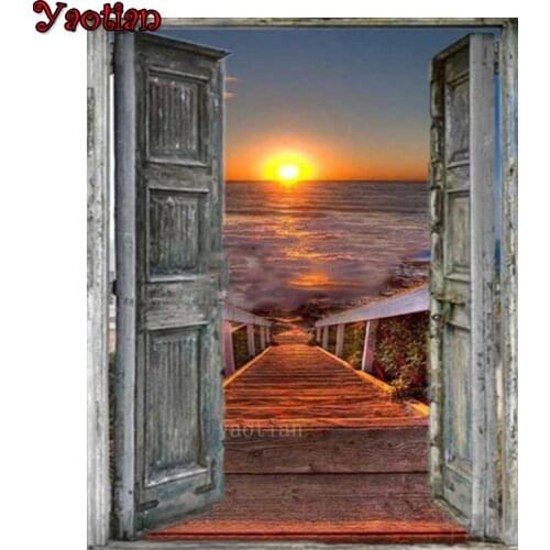 5D Ocean Sunset Gate Landscape DIY Diamond Painting Set Diamond Mosaic Rhinestone Embroidery Cross Stitch Kit New Arrival Decor