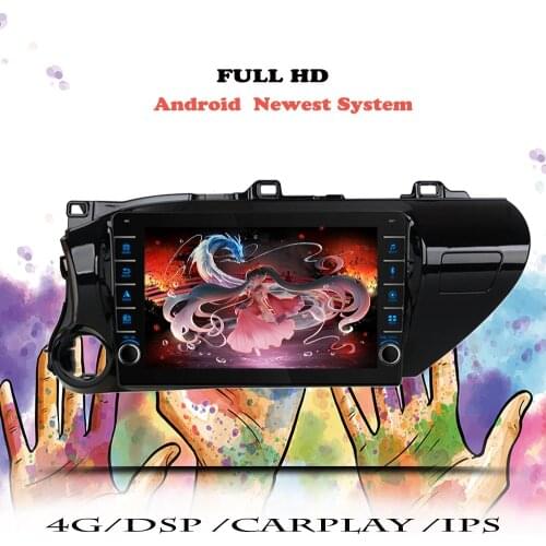 2 Din Android 10.0 6+128G ROM Car DVD Player For Toyota Hilux 2016 2017 2018 2019 2020 21 1280*720 GPS Navigation Tape Recorder