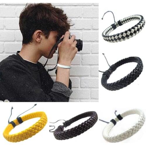 Mens Bracelet 1pc Leather Surfer Hand-woven Unisex Adjustable Simple Multicolor Cuff Fashion Rope Bangle Hand-woven Accessories