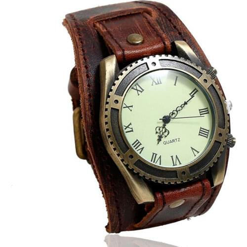 Hot Selling Vintage Cow Leather Bracelet Watch Men Women Wrist Watches Roman Numerals Casual Quartz Watch Relogio Feminino