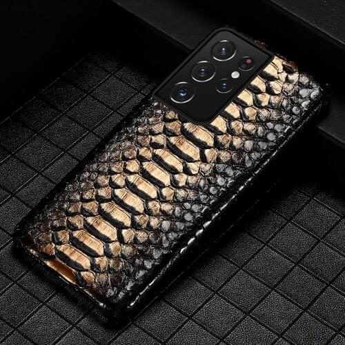 Genuine Python Leather Snakeskin Cover Case for Samsung galaxy S21 Ultra S20 FE S8 S9 S10 Plus Note 20 10 9 A50 A71 A72 A51 A52