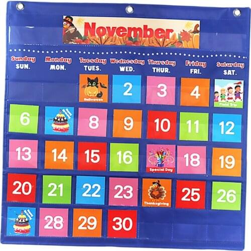 Child Preschool Calendar Chart 88 Illustrated Cards Day Week Monthly Chart Wall or Fridge Hanging Kids Toddler Teaching Toy