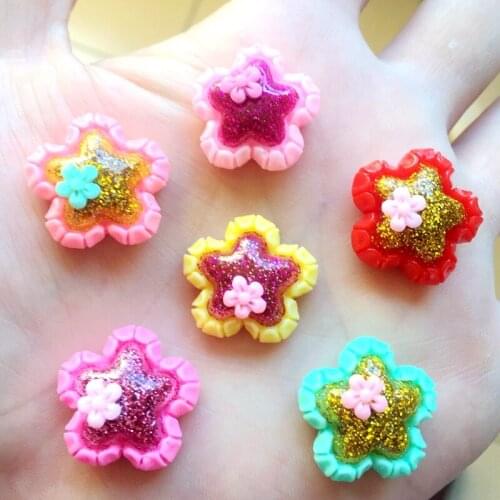 DIY 12PCS 20mm flower shape flat back Resin gems for clothing button &Hair bow Center decoration rhinestone scrapbook.A02
