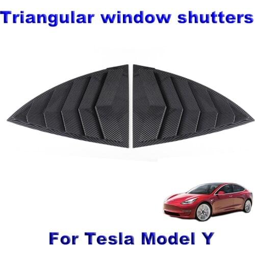 For Tesla Model Y 2021 Blinds Decoration Rear Triangular Window Spoiler Louver Shutter Cover Model Y 2020 2021 Accessories