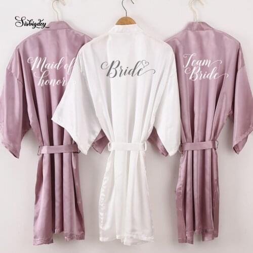 New gorgeous mauve bathrobe bride satin robe women getting married bride hen party sisters sqaud mother wedding bridesmaid robes