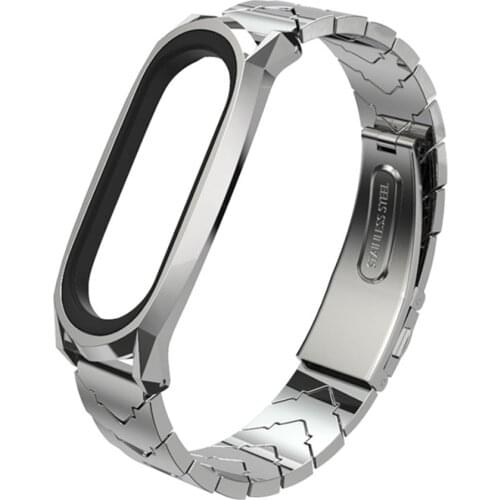 Classic Stainless Steel Watch Strap For Xiaomi Mi Band 4/3 Metal Frame Replacement Wristband Strap Men Women Watch Band