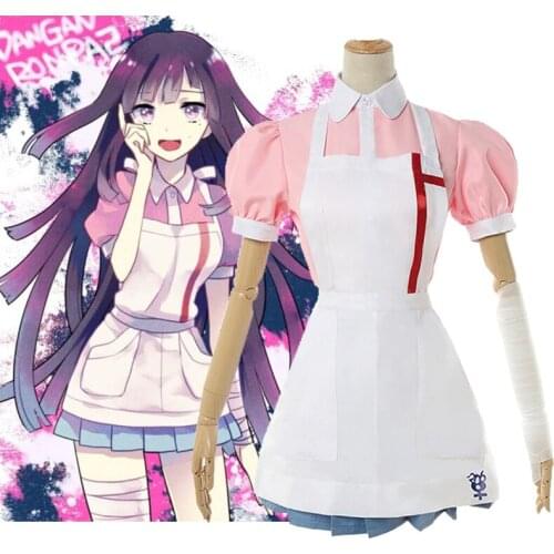 Anime Danganronpa Cosplay costumes Mikan Tsumiki Uniforms shirt / apron / skirt / bandage halloween costumes for women