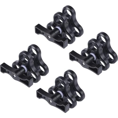 4 PCS Triple Holes Ball Clamp Mount 3 Holes Camp Video Light Flash Light Arm System for Underwater Photography Diving Camera