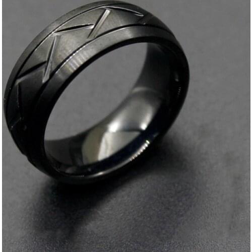 Cool Mens stainless steel Rings 8 MM Wedding Band Black Engagement engraving Ring for Men Jewelery Accessories