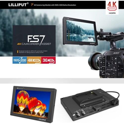 Lilliput FS7 7Inch Full HD 1920x1200 4K HDMI in/out 3G-SDI in/out On Camera Video Field Monitor for Sony PXW-FS7 / EVA1 / Gimbal