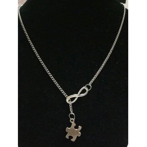 Fashion Jewelry 8 word buckle Vintage "Beautiful puzzle"Charms Pendant Statement Necklace For Women Gift z48