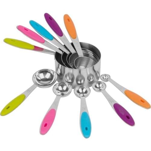 10 Piece Set Stainless Steel Measuring Cups and Spoons Set Stackable Tablespoons Kitchen Measuring Spoon Coffee Measuring Cup