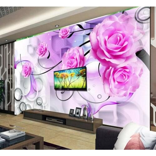 3d wall mural wallpaper 3d Round rose butterfly Home Decor Living Room Wall Covering