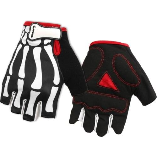 2021 New Unisex Men Women Gloves Winter Warm Skeletons Racing Gloves Half Finger Bicycle Gym Training Gloves