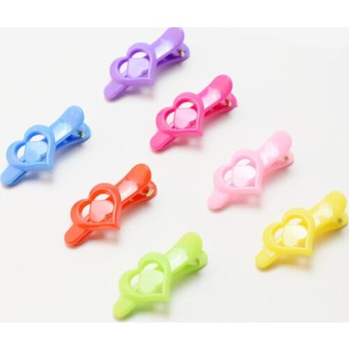 Pet Hair Hirpin Cats Grooming Accessories Clips Plastic duckbill clip love butterfly flower jelly color hairpin 100