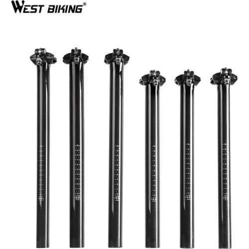WEST BIKING Carbon Fiber Road Bike Seatpost MTB Bike Parts Seat Tube 27.2 30.8 31.6* 350/400/450mm Cycling Bicycle Seat Post