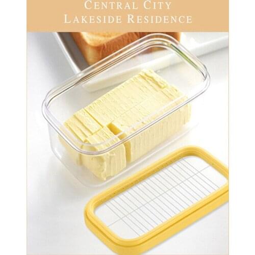 Butter Separator Slicer Box Butter Dish With Lid Household Baking Stainless Steel Butter Cutter Kitchen Cheese Storage Box