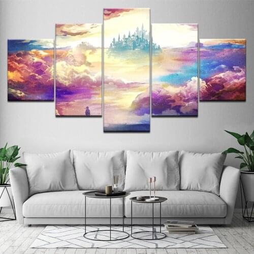 Souris sans fil chateau manga 5 Piece Canvas Wallpapers modern Poster Modular art painting for Living Room Home Decor