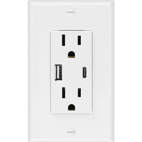 US Standard Wall Socket USB Type A Type C Charge Power Adapter High Speed Duplex Outlets 15A 125V
