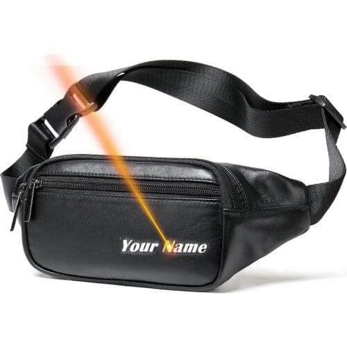 Ultra-thin leather belt bag, mens sheepskin messenger bag, leisure travel outdoor mobile phone pouch