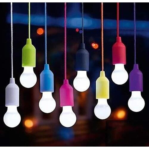 Vintage Colorful Light Bulb Portable Battery Powered Hanging Light Outdoor Camping Garden Decoration Hanging LED Night Lamp