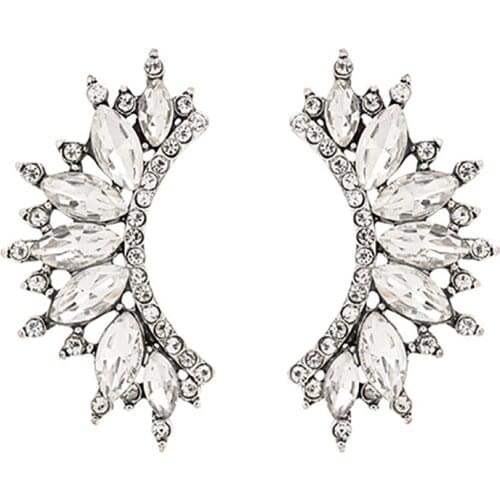 ZHINI New Boho Vintage Irregular Stud Earring Statement Jewelry Steampunk Simple Rhinestone Long Earring for Women Wedding Gift