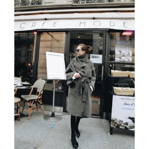 Genuine mink cashmere sweater women cardigan knitted jacket long fur coat free shipping