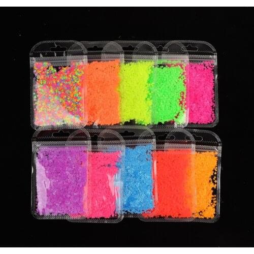 10 Bags Neon Nail Glitter Sequins 3D Star Shape Flakes Nail Art Decorations Shiny Nail Design DIY Manicure Nail Accessories