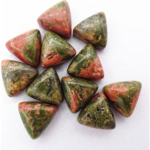 10Pcs 10x5mm Wholesale Natural Green Unakite Jasper Triangle Cab Cabochon DIY Jewelry Accessories S163