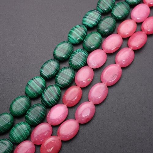 100pcs Natural Stone Green Aventurine Unakite Oval Flat Loose Beads Charms Pendants for Jewelry Making DIY Bracelet Earring Free