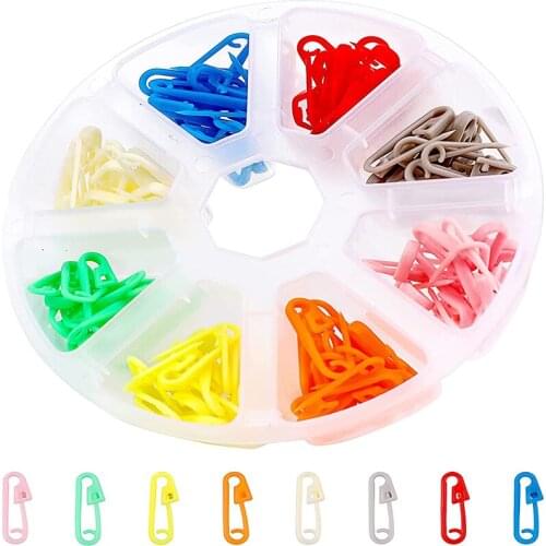 Imzay 160 Pcs Plastic Safety Pin Knitting Stitch Markers with Storage Bottle Safety Pins Clothing Accessories Safety Locking