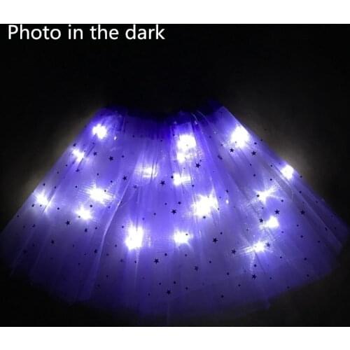 2021 New Style Mesh Skirt With Light Glows Childrens Birthday New Year Party Fun Gift Girls Skirt LED New Strange Purple