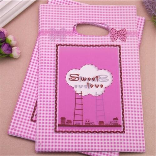 2017 Wholesale 100pcs/lot 20*30cm Fashion Sweet Love Plastic Shopping Bags With Handles
