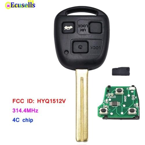 3 Buttons Remote Key Fob 314.4MHz 4C Chip for Lexus ES300 GS300 IS300 GS400 LS400 GS430 FCC:HYQ1512V Long Blade