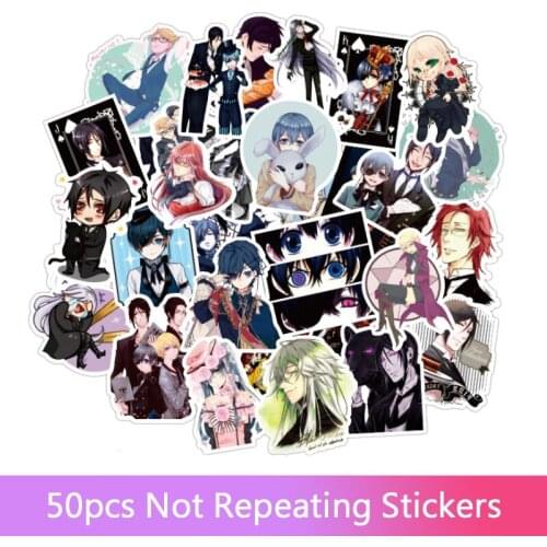 50 Pcs/Set Anime Black Butler Stickers For Kids Luggage Laptop Motorcycle Skateboard Bicycle Stationery Kuroshitsuji Sticke Toys