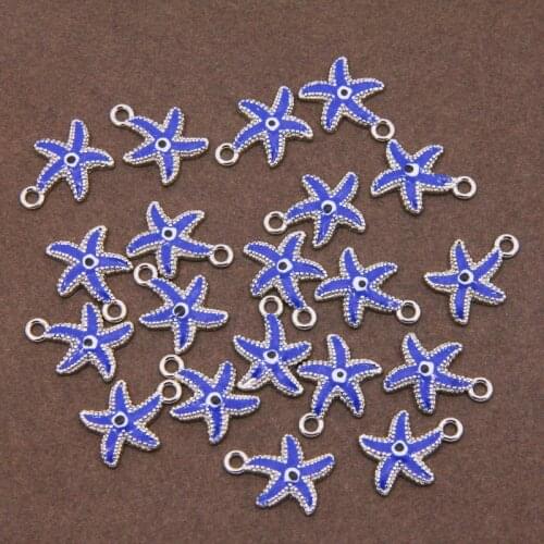 6pcs marine life starfish evil eye charm bracelet pendant Enamel accessories charm DIY jewelry accessories earrings necklace Fin