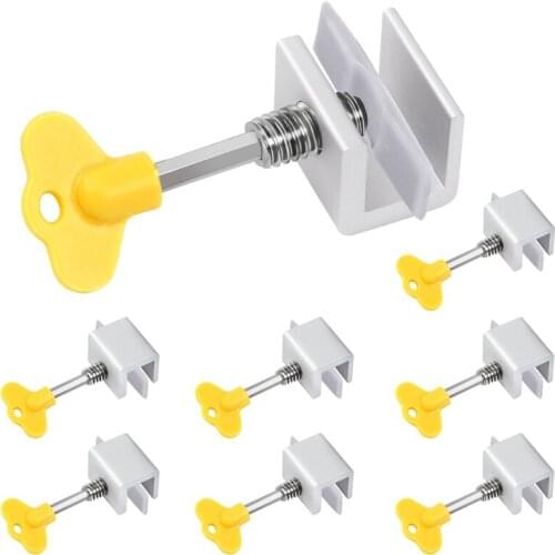 8 Pack Adjustable Sliding Window Locks Stop Door Frame Security Locks