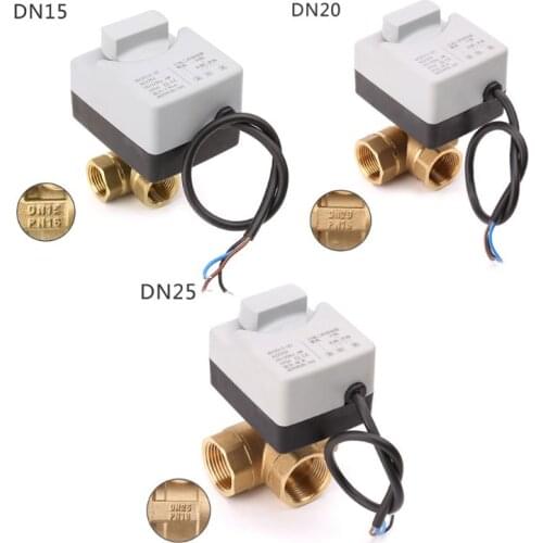 AC220V 3-way Electric Motorized Ball Valve Three-wire Two Control For Air Conditioning -hol