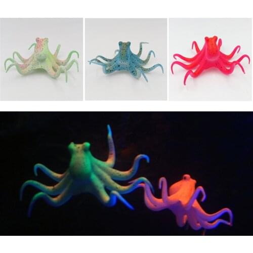 10cm Fish Tank Aquarium Decor Fluorescent Artificial Octopus Aquarium Fish Tank Ornament Fish Decoration