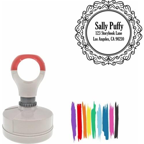 Bbloop Ornamental Design Round Pre-Inked Laser-Cut Address Stamp