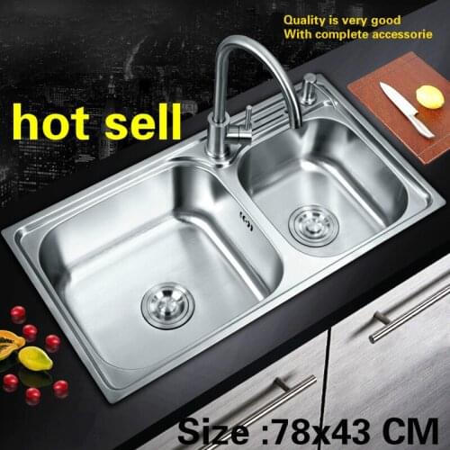 Free shipping Household ordinary wash the dishes 304 stainless steel kitchen double groove sink hot sell fashio 780x430 MM