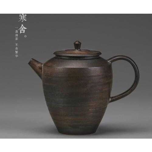 Tea pot crude pottery kongfu tea set Japanese household rust retro coarse pottery black tea Puer small teapot single pot kettle