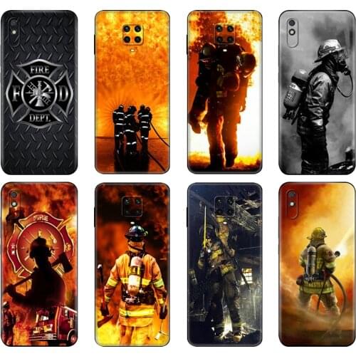 Black tpu Case For Xiaomi Redmi 7A 8 8A 9 9A 9C Case Redmi Note 8T 8 Pro T Note 9 9S 9 Pro Case Firefighter Heroes Fireman