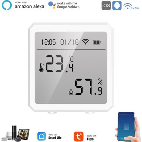 Tuya Digital Thermometer Hygrometer Indoor Outdoor Temperature Humidity LCD Display Smart Life APP For Alexa Google Home Control