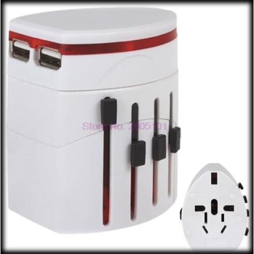 By dhl or ems 50pcs Universal International Plug Adapter 2 USB Port World Travel AC Power Charger Adaptor with AU US UK EU Plug