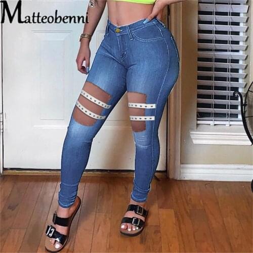 High Waist Push Up Jeans Women Slim Fit Calca Denim Pants Ladies Ripped Elastic Skinny Jeans Sexy Hole Vintage Boyfriend Jeans